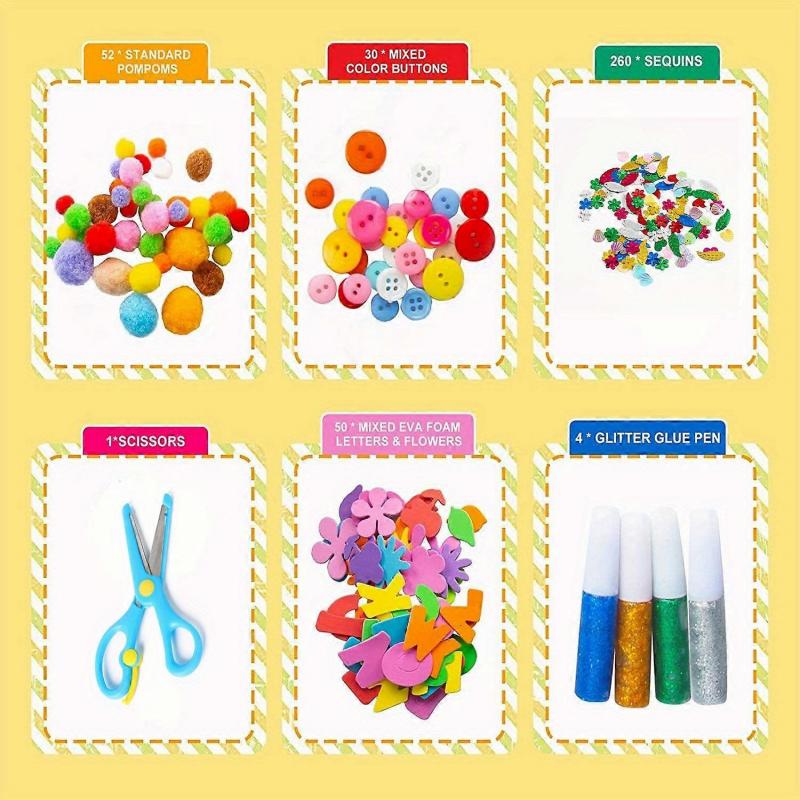 1200pcs DIY Craft Kit Arts Crafts Supplies Kit Crafting Activity Toy For Kids