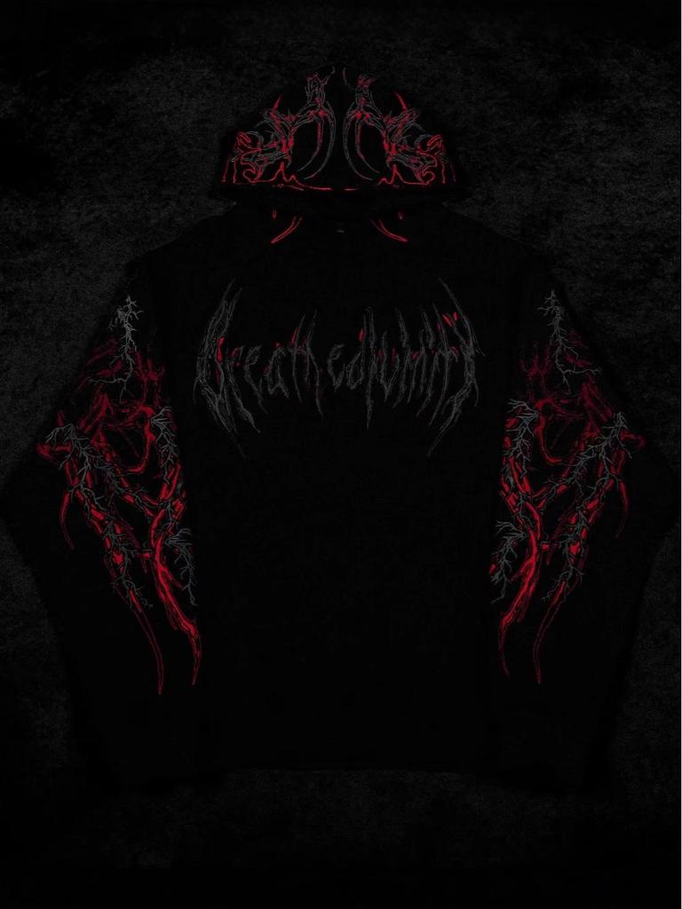 Men's Dark Style Hooded Sweatshirt with Magic Sword Print - Retro European & American Plus Size Streetwear.