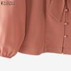 ZANZEA Women Casual Bows V-Neck Summer 3/4 Sleeve Blouse