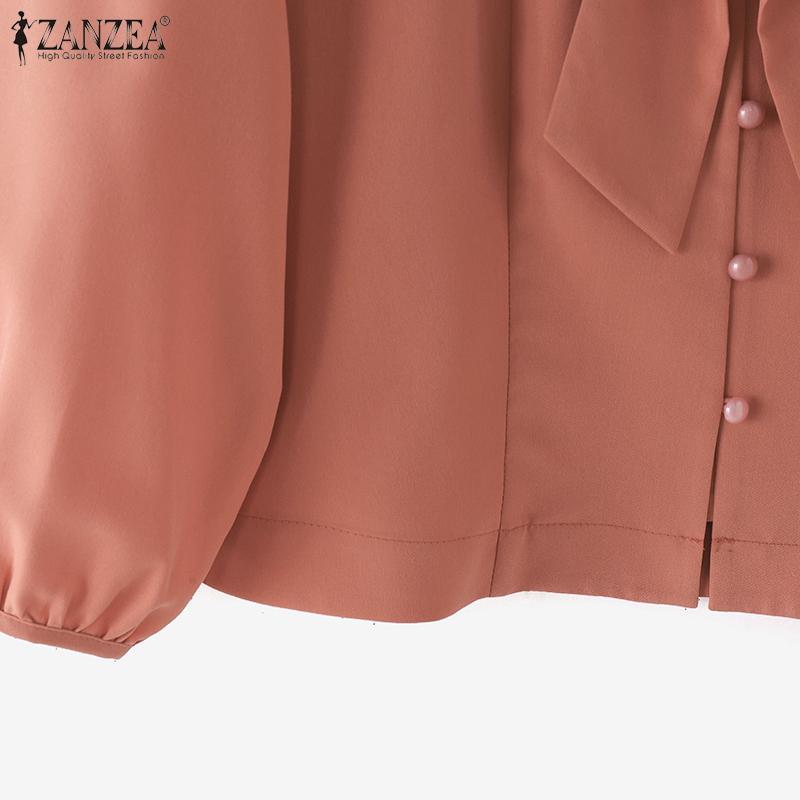 ZANZEA Women Casual Bows V-Neck Summer 3/4 Sleeve Blouse