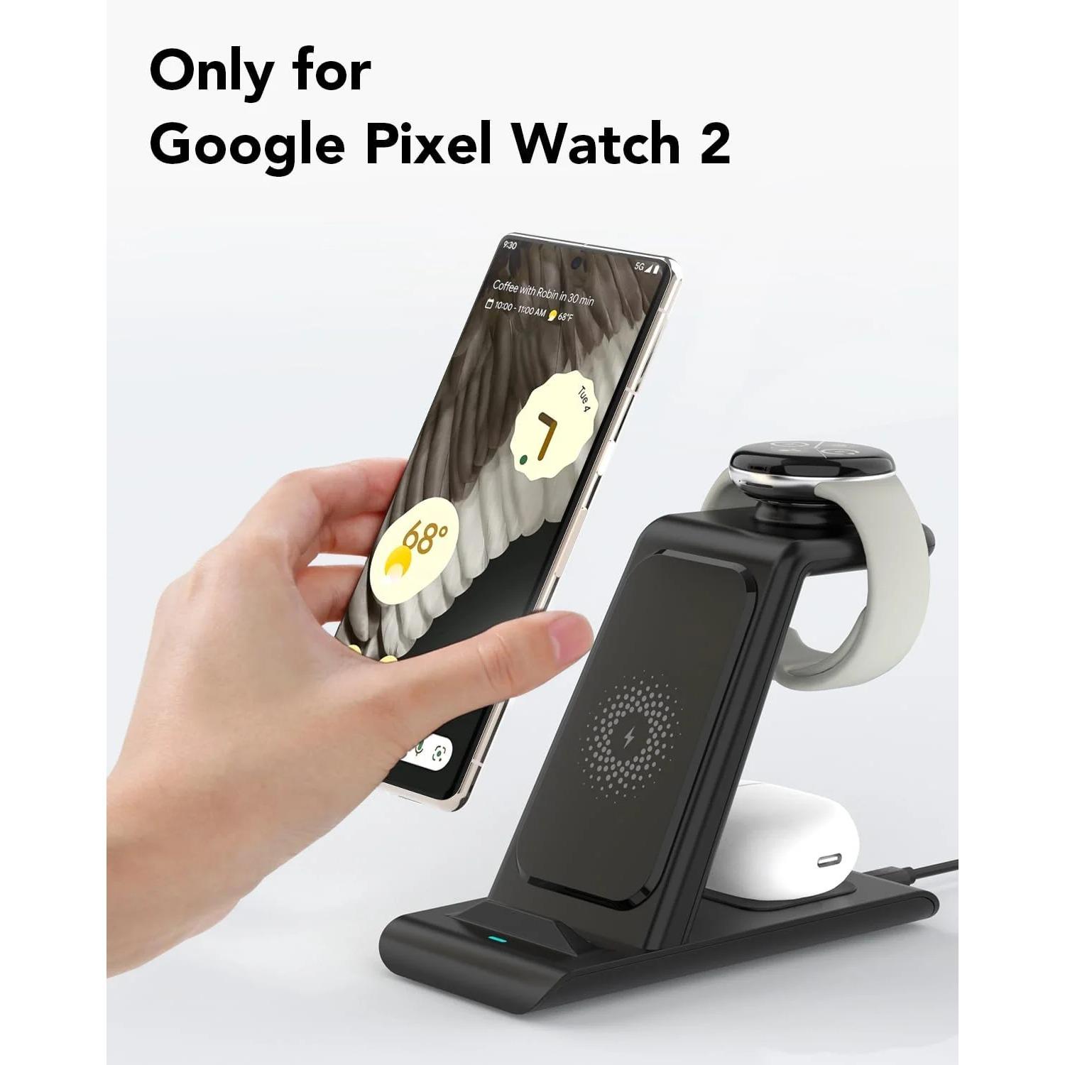 

Модернизированное беспроводное зарядное устройство 3 в 1, совместимое с Google Pixel Watch 3/2, беспроводная зарядная станция для нескольких устройств