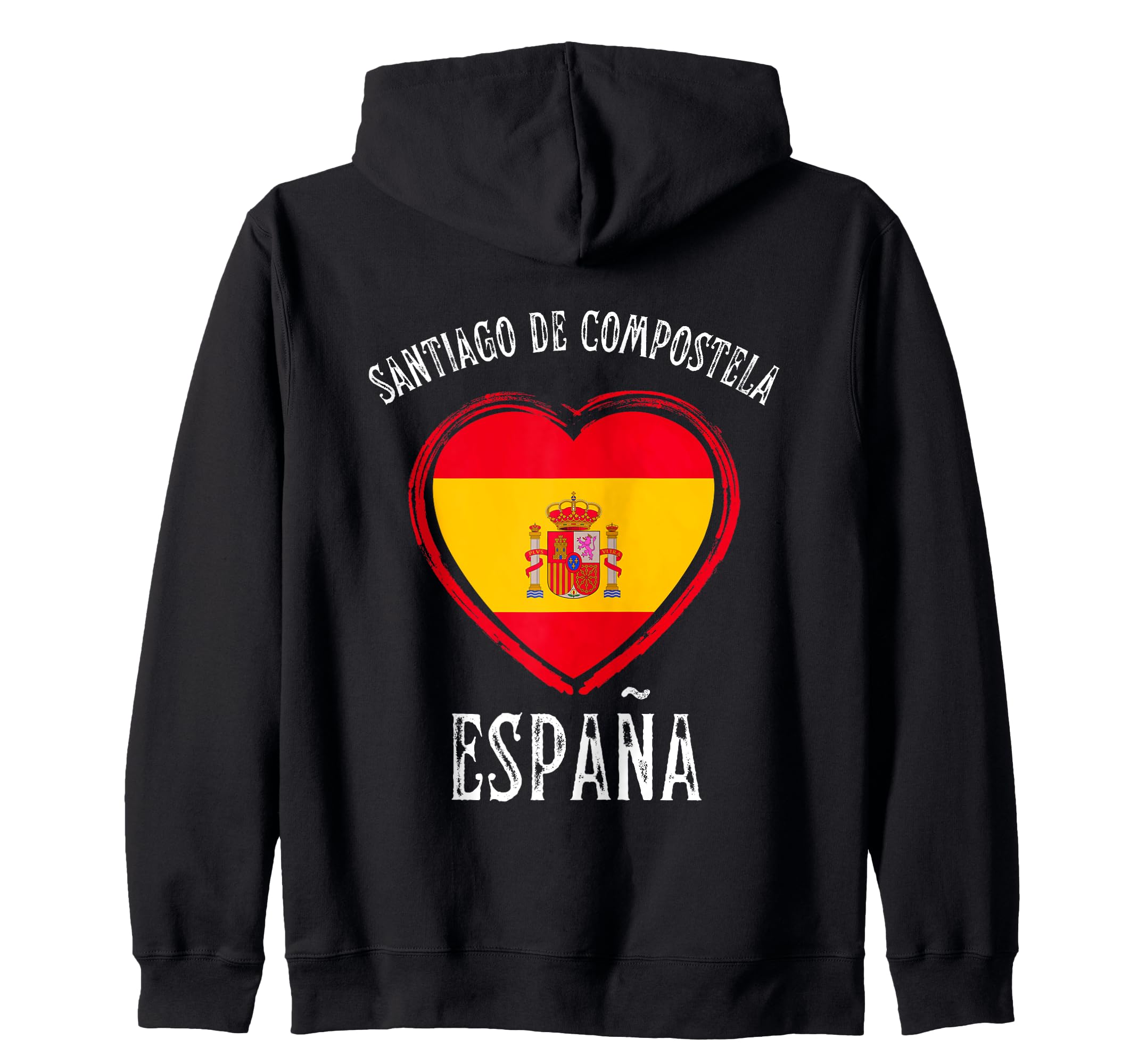 España Flag Heart Santiago De Compostela City Zip Hoodie