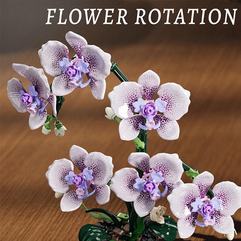 619Pcs Orchid Flower Bouquet Vase Model Bricks Set  New Idea Home Decoration Holiday Gifts Building Blocks Ornament