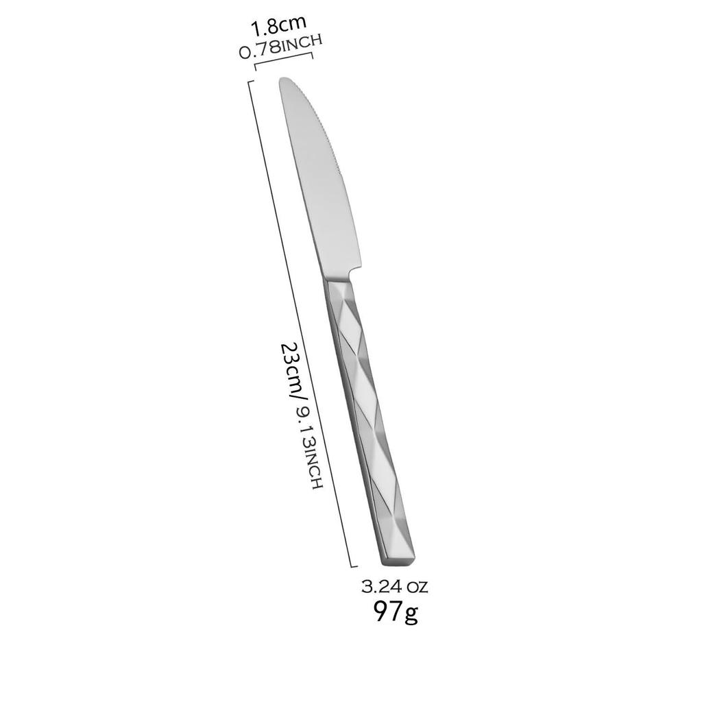 304Dinner set stainless steel with diamond design, covered with square shank, fork Simple, knife, spoon, fork, tea sets dining