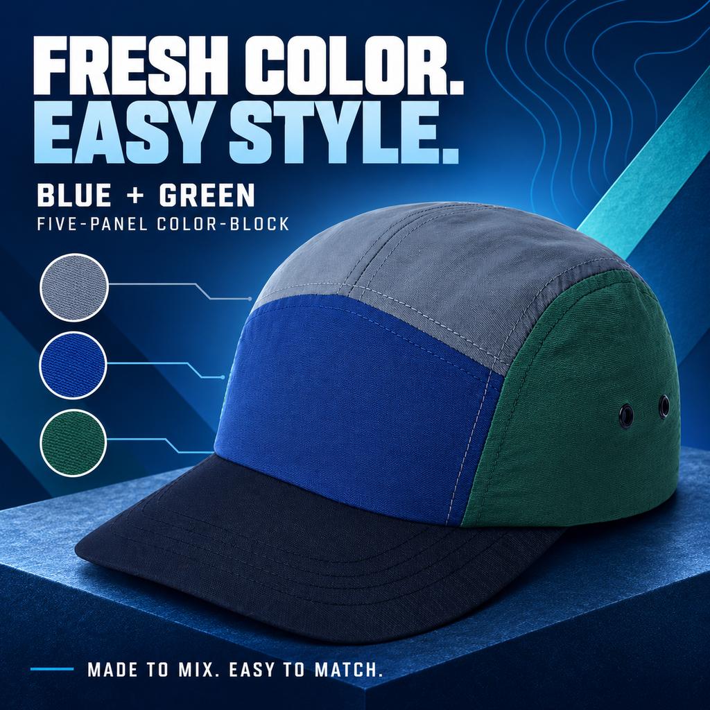 Japanese Soft-Brim Quick-Dry Baseball Cap Unisex UPF50+ Adjustable Five-Panel Color-Block Hat