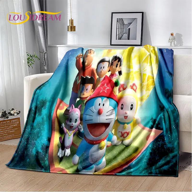Coperta morbida in peluche cartone animato anime Doraemon, coperta in flanella per soggiorno camera da letto letto divano picnic, copertura calda per bambini