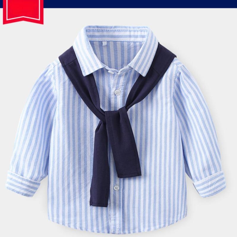 Frühling und Herbst Neues lässiges Langarm-Streifenshirt mit Schal