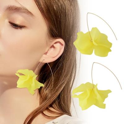 1 Pair Petal Pendant Drop Earrings Long Style Dangle Earrings Women Piercing Hook Earrings Jewelry Gift