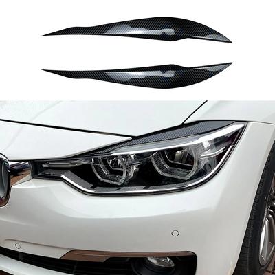 Auto Farol Lâmpada Sobrancelhas Capa Guarnição Adesivos Para BMW Série 3 F30 F31 318i 320i 2012-2018 Carro Pálpebras Tampas Novo ABS Carbono