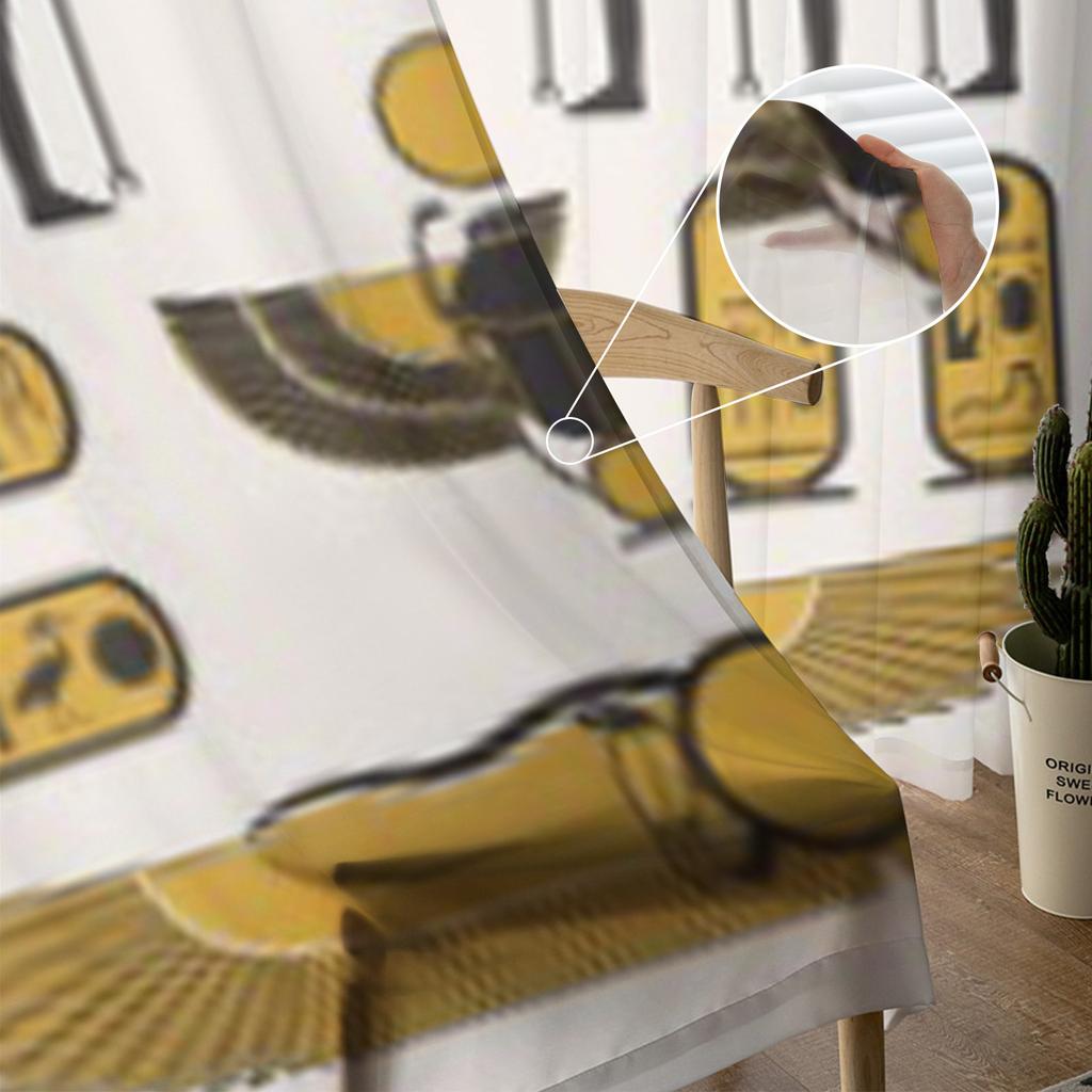 Staroegyptské symboly a dekorace Tylové průsvitné závěsy pro dekoraci obývacího pokoje, ložnice, kuchyně Voálové organzové závěsy