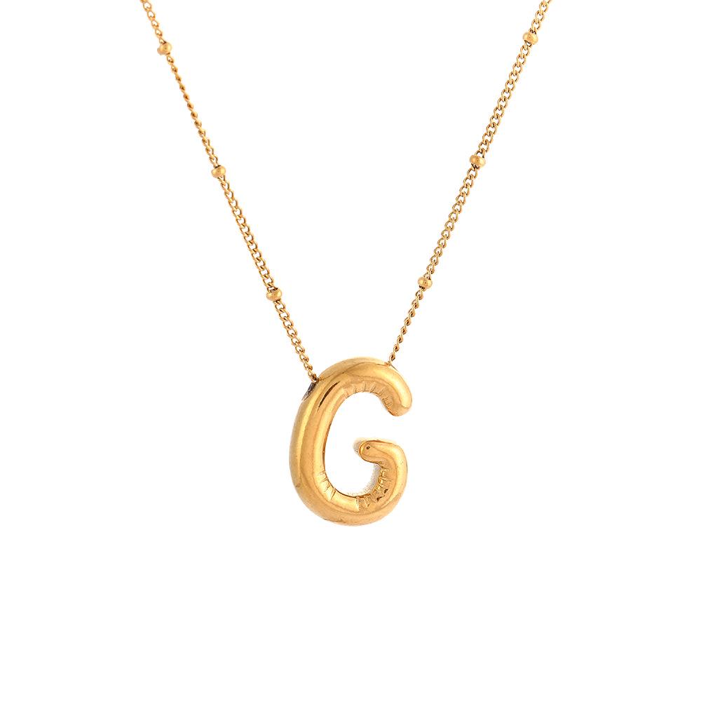 Stainless Steel 18K Gold Plated Alphabet Pendant Necklace