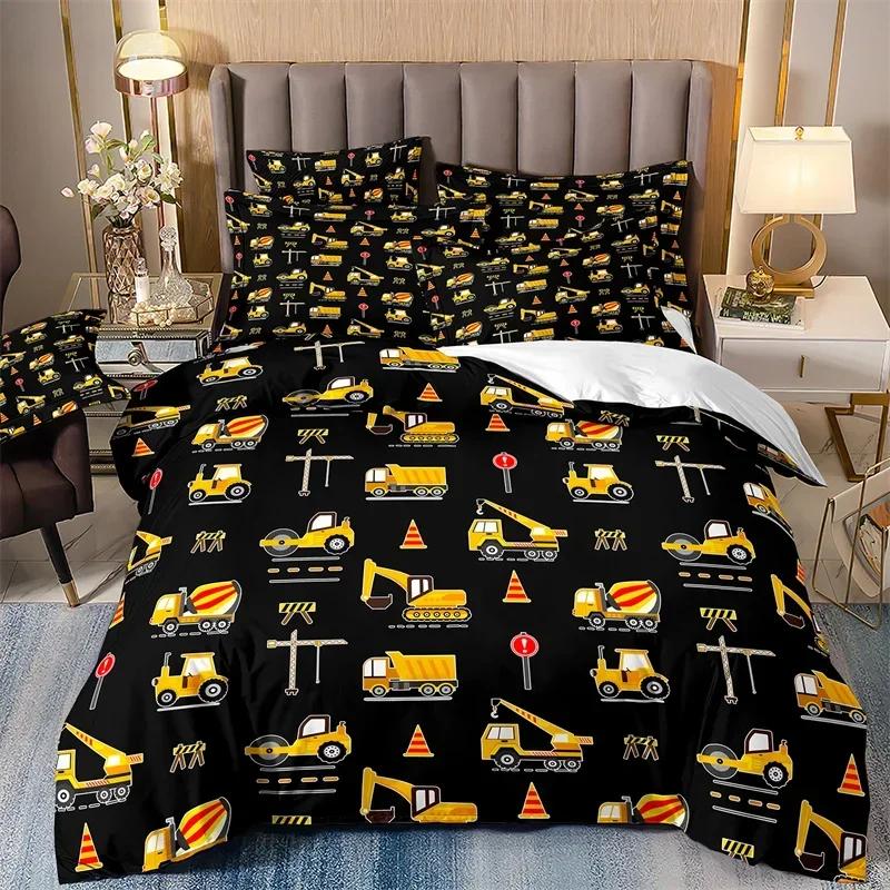 3D Bedding Sets For Boys Engineering Vehicle Excavator Bulldozer Duvet Cover Set For Kids Comforter Cover Mainland China