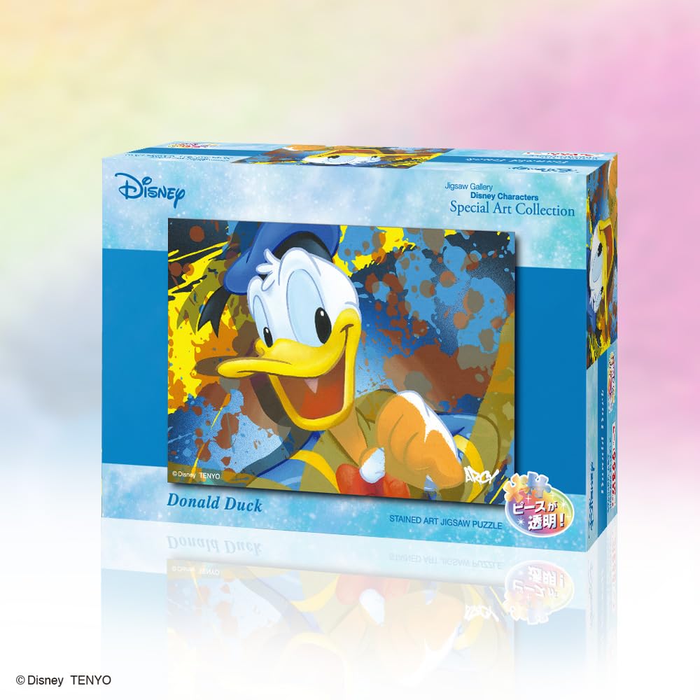 Tenyo [Made In Japan] 266-Piece Gyutto Series Jigsaw Puzzle Donald Duck Stained Art (18.2x25.7cm) DSG-266-986 with Service Card
