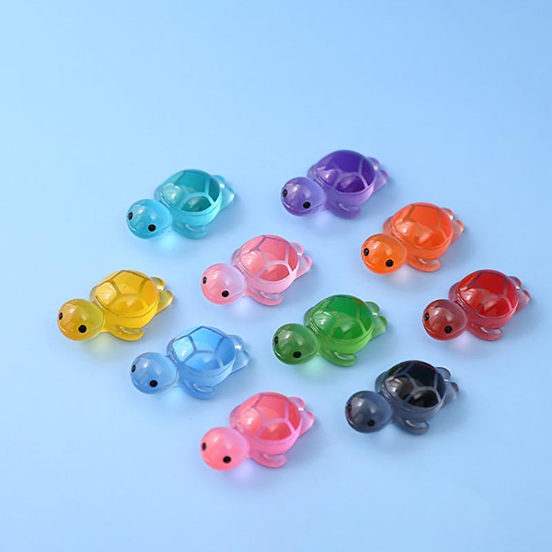 1PCS Colorful Luminous Mini Tortoise Micro Landscape Figure Ornament DIY Glowing Turtle Miniature Statue Potted Garden Decor