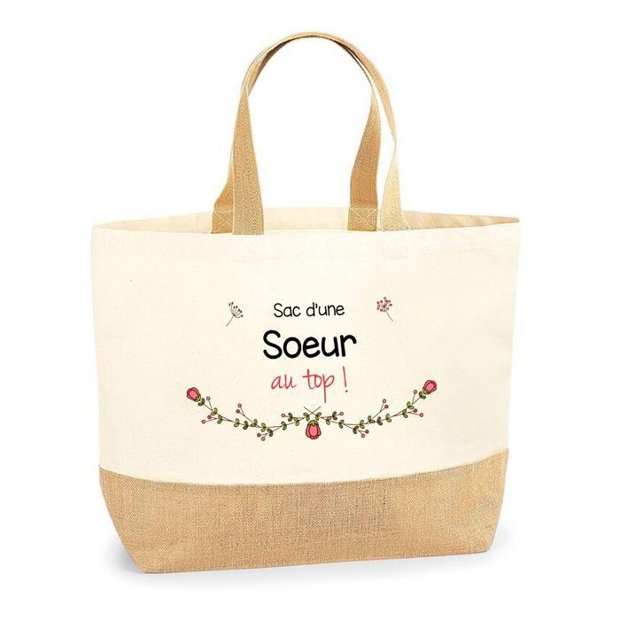 Tote bag en jute - PLANETEE - Soeur au top - Jute naturel - Multicolore - Porté épaule
