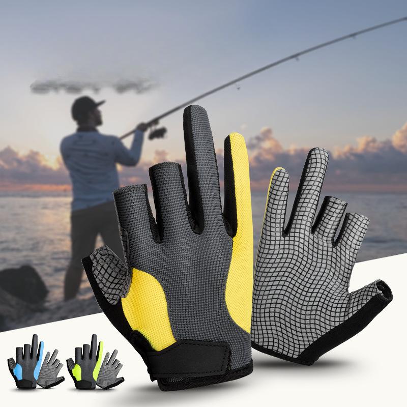 Fishing Gloves Exposed Three finger Sunscreen Breathable Spring and Summer Outdoor Fish Fishing  Lure Gloves Anti Slip