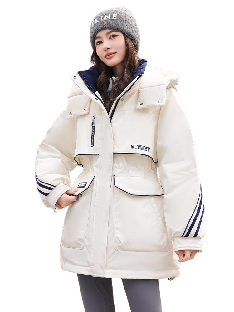 Hooded Color Matching Windproof Casual Loose Large Version Pie To Overcome Fashion Thickened Down Cotton-padded Coat