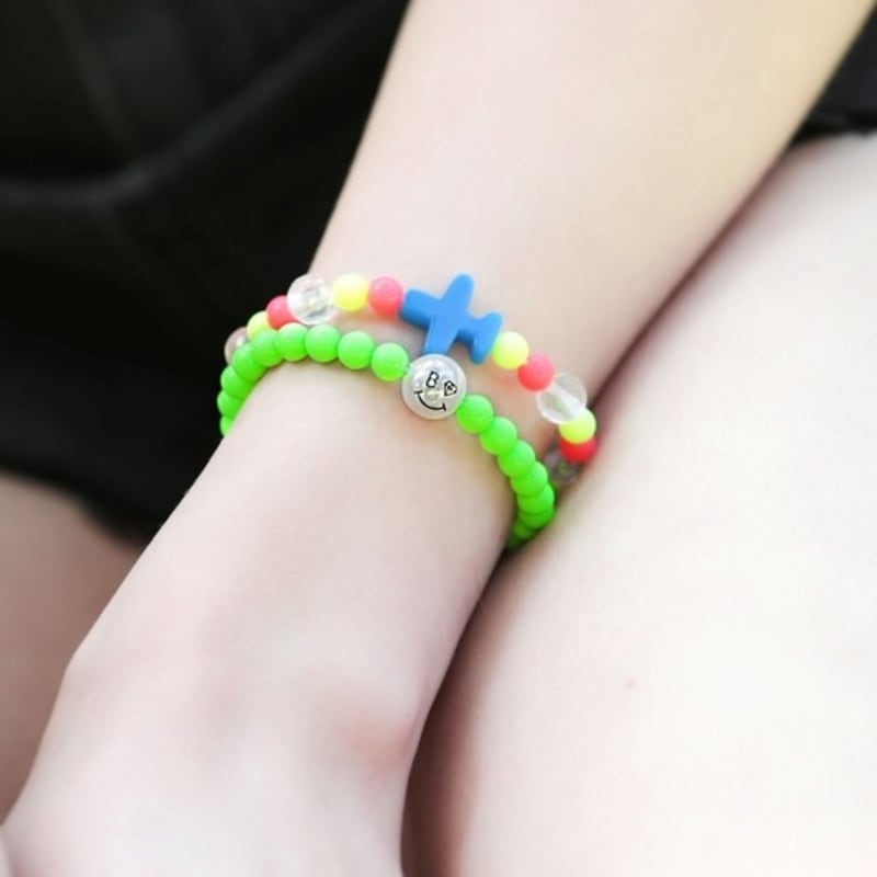 BONBEAU Pearl Smile Neon Ball Band Bracelet Pearl Smile Fluorescent Neon Acrylic Ball Bracelet