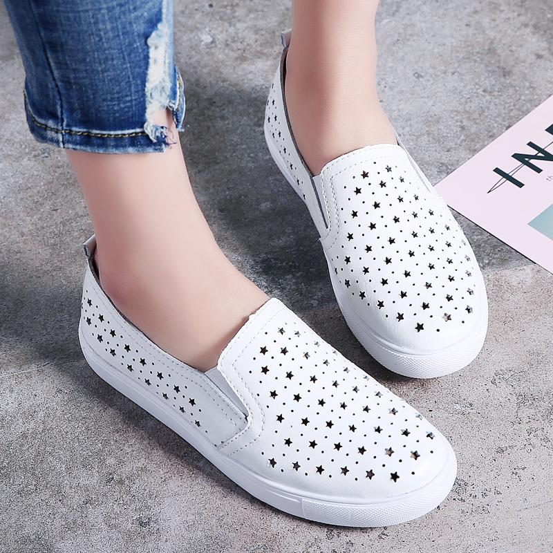 Women’s Sneakers Casual Summer Hollow Slip On Outdoor School Student Silver Shoes Plus Size