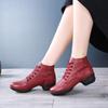  Fashion Woman Genuine Leather Boots Square Dance Shoes Increase Women Sneakers Boots Soft Sole Modern Girls Dance Shoes
