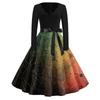 Women's Fashion V-Neck Casual Slim Fit Halloween Printed Long Sleeve Dress