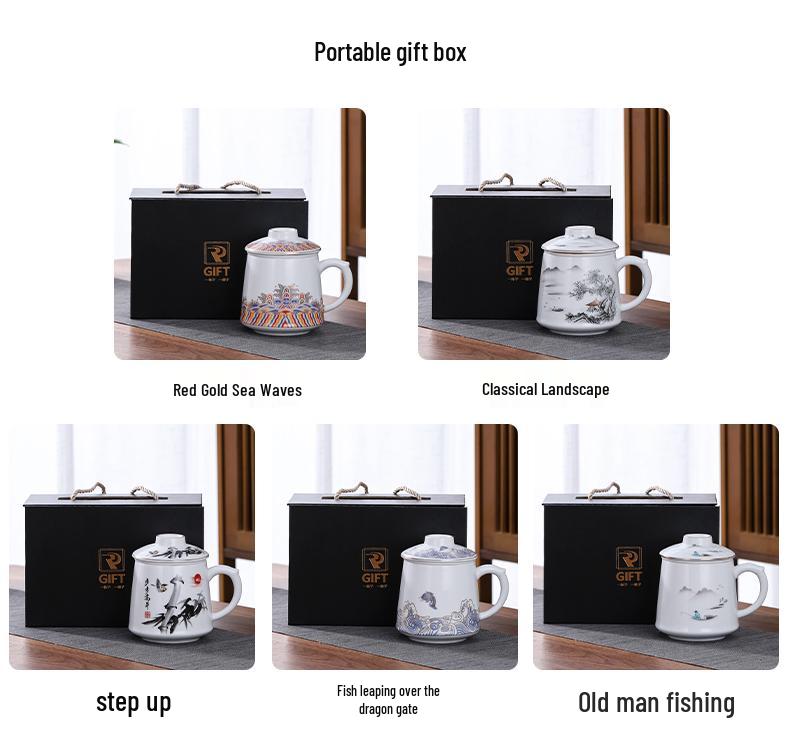 Ceramic Tea Infuser Mug with Lid and Custom Logo - Large Capacity