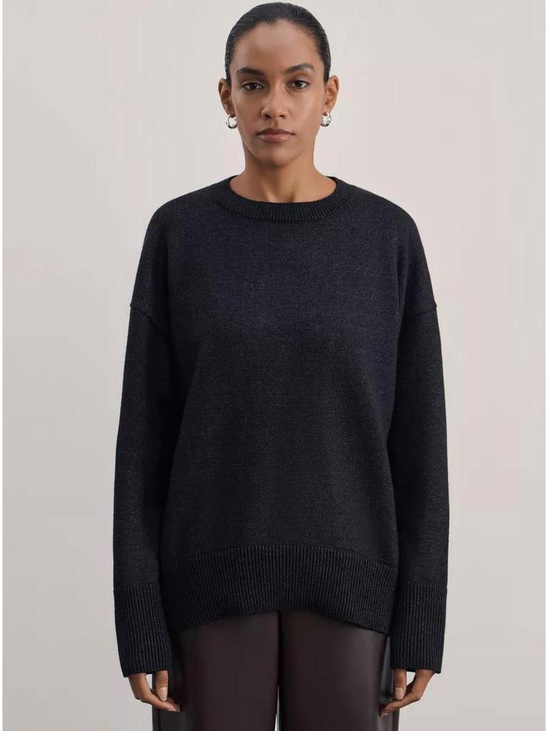 Stilvoller Damen-Strickpullover mit lockerem Schnitt: Europäisch & Amerikanisch Herbst/Winter Rundhals Einfarbig