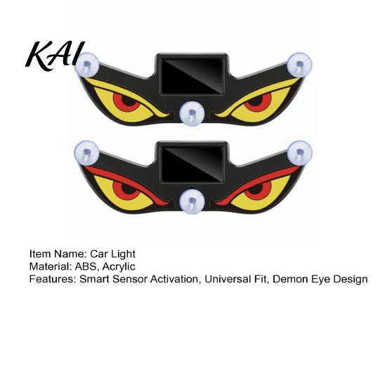 Outdoor Solar Car Lamp Devil Eyes Light Powered LED Dynamic Windshield Ambient USB-C Dual Charging Rechargeable Vehicle with Vibration And Sensor