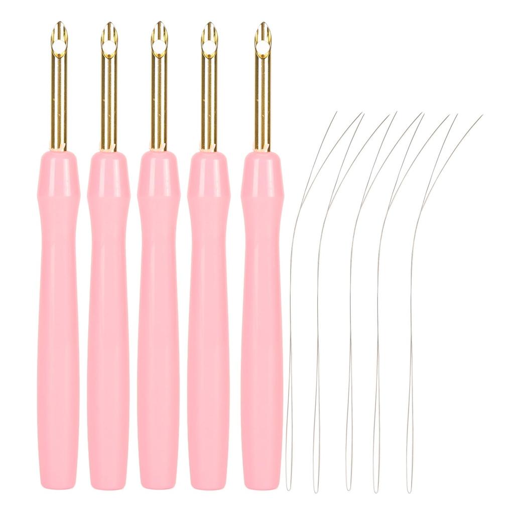 5pcs Punch Needle Ergonomic Handle 5.0mm Punch Needle Pen for Sewing Embroidery Craft Pink