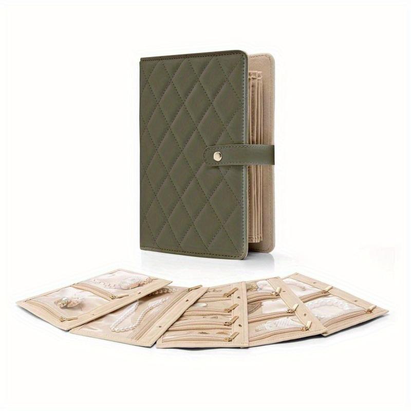 Livre de Rangement de Bijoux Portable en Cuir de Luxe à Feuilles Mobiles Sac de Rangement Grande Capacité Boucles d'Oreilles Colliers Bijoux Classeur