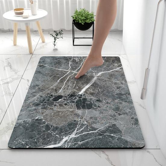 Marble Print Bathroom Rug Diatomaceous Earth Absorbent Entrance Rug Non Slip Door Mat Marbling Floor Mat
