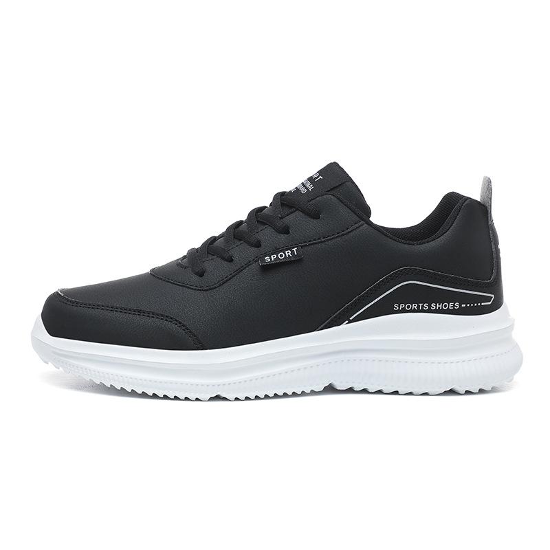 Autumn and winter large size 48 pure black men's shoes sports running light casual shoes leather multi-functional shoes men