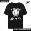 I M Just Here for The Snacks Fantasy Baseball League Black T Shirt Graphic T Shirts Hip Hop Round Short Sleeved