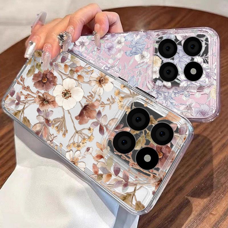 Vintage Floral Pattern Case For Xiaomi Redmi Note 15 Pro 4G Funda Redmi Note 14 13 Pro 5G Clear TPU Silicone Soft Cover