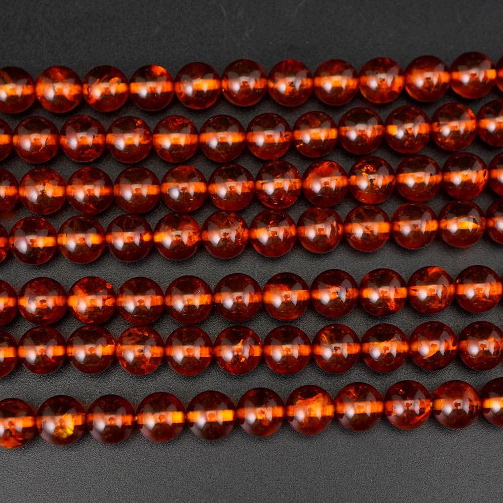 Kraftstein Bernstein 8mm Perlen Rund Verkauf Kraftstein Naturstein 1 Strang 38cm Handgefertigt Armbandmaterial Ca.