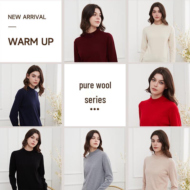 Hengyuanxiang Women's 120-Count Fine Spun Pure Wool Pullover Sweater