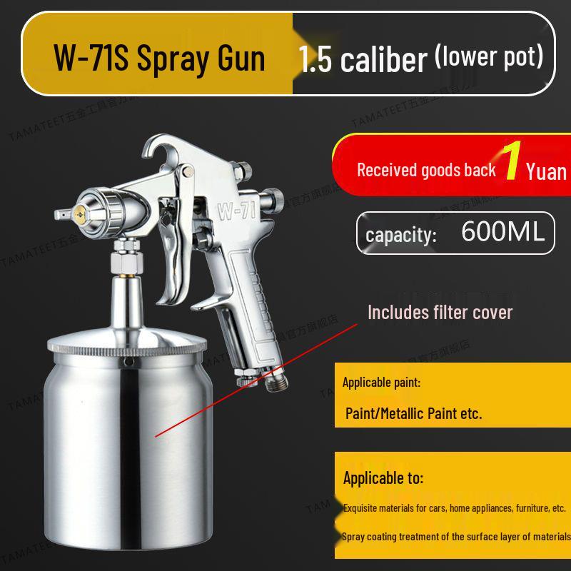 High-Quality Pneumatic Spray Gun with Dual Pots for Furniture, Car Paint, Household, and Textured Spraying