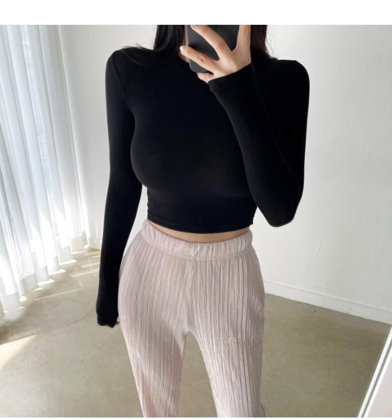 Korean Dongdaemun Trendy Tight Long Sleeve T-shirt: Sexy & Versatile with Big Bust and Waist Display