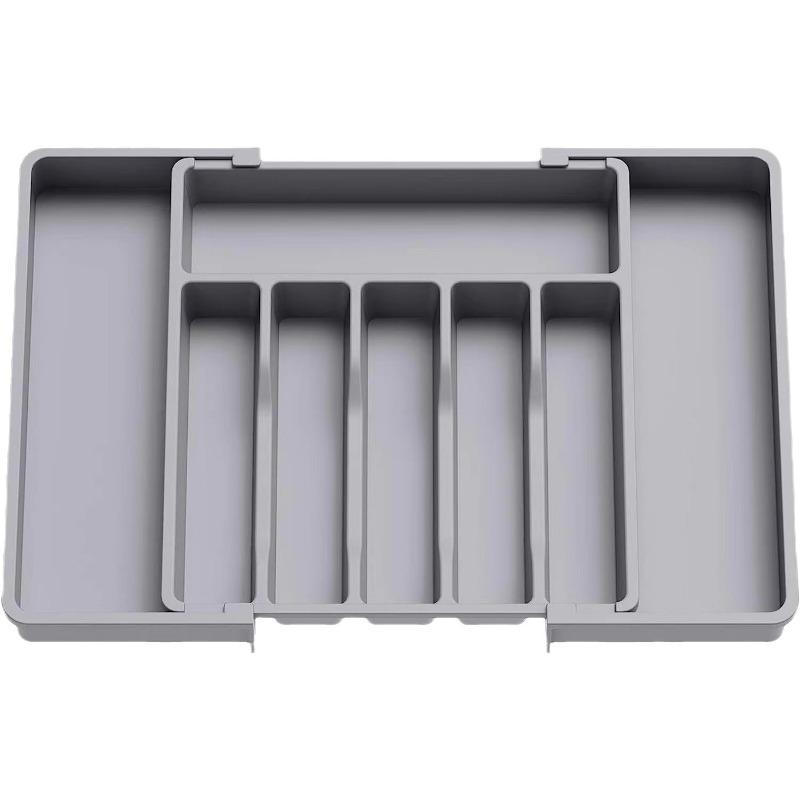 1pc Drawer Organizer Adjustable Flatware and Cutlery Holder Black Expandable Utensil Tray Storage Box Kitchen