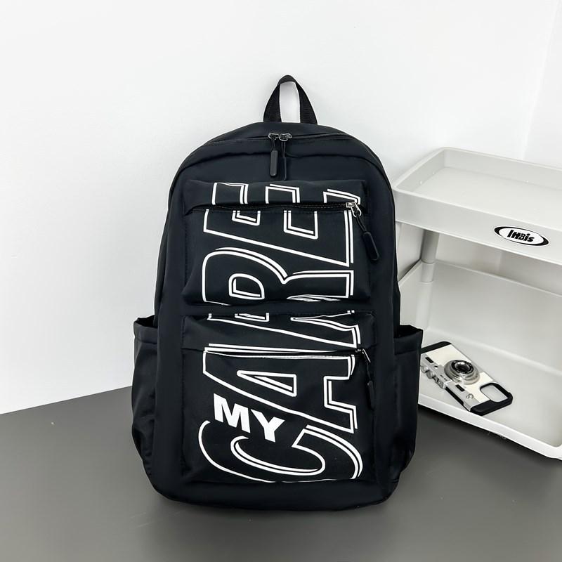 Letter Print Men's Backpack Women's Backpack Large Capacity Student Schoolbag