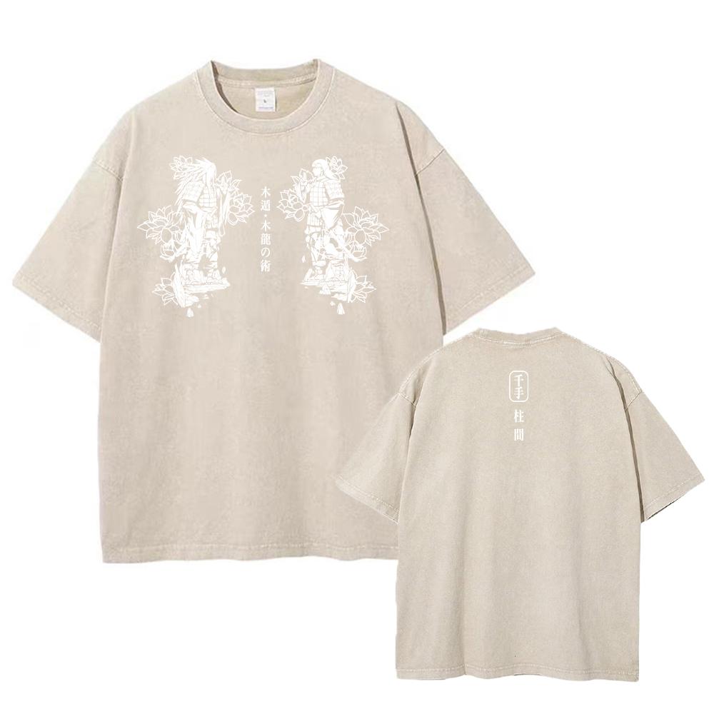 Streetwear Summer Short Sleeve Vintage T-Shirt Japanese Anime Graphic Print TShirt Men Harajuku Casual Loose Washed Tees