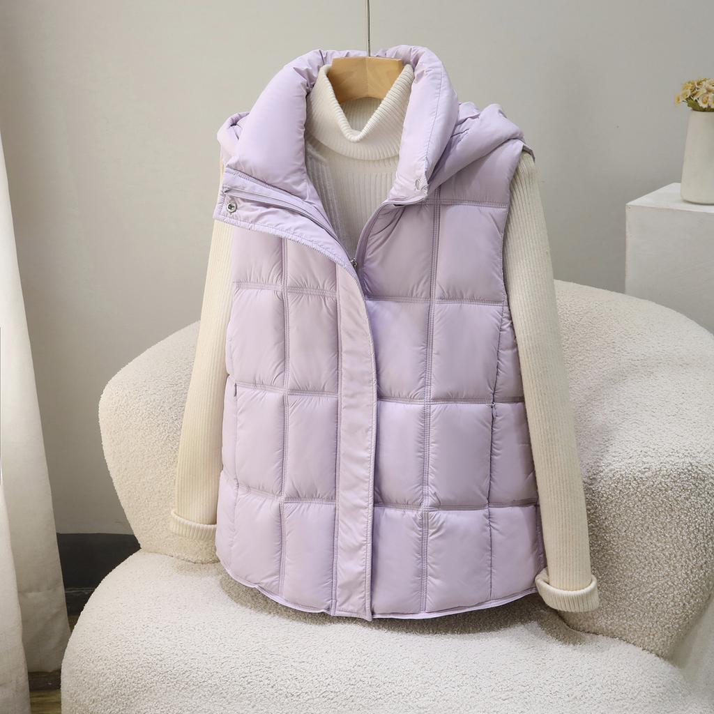 New hooded down cotton vest women's autumn and winter loose and versatile outer wear sleeveless vest thickened warm vest jacket