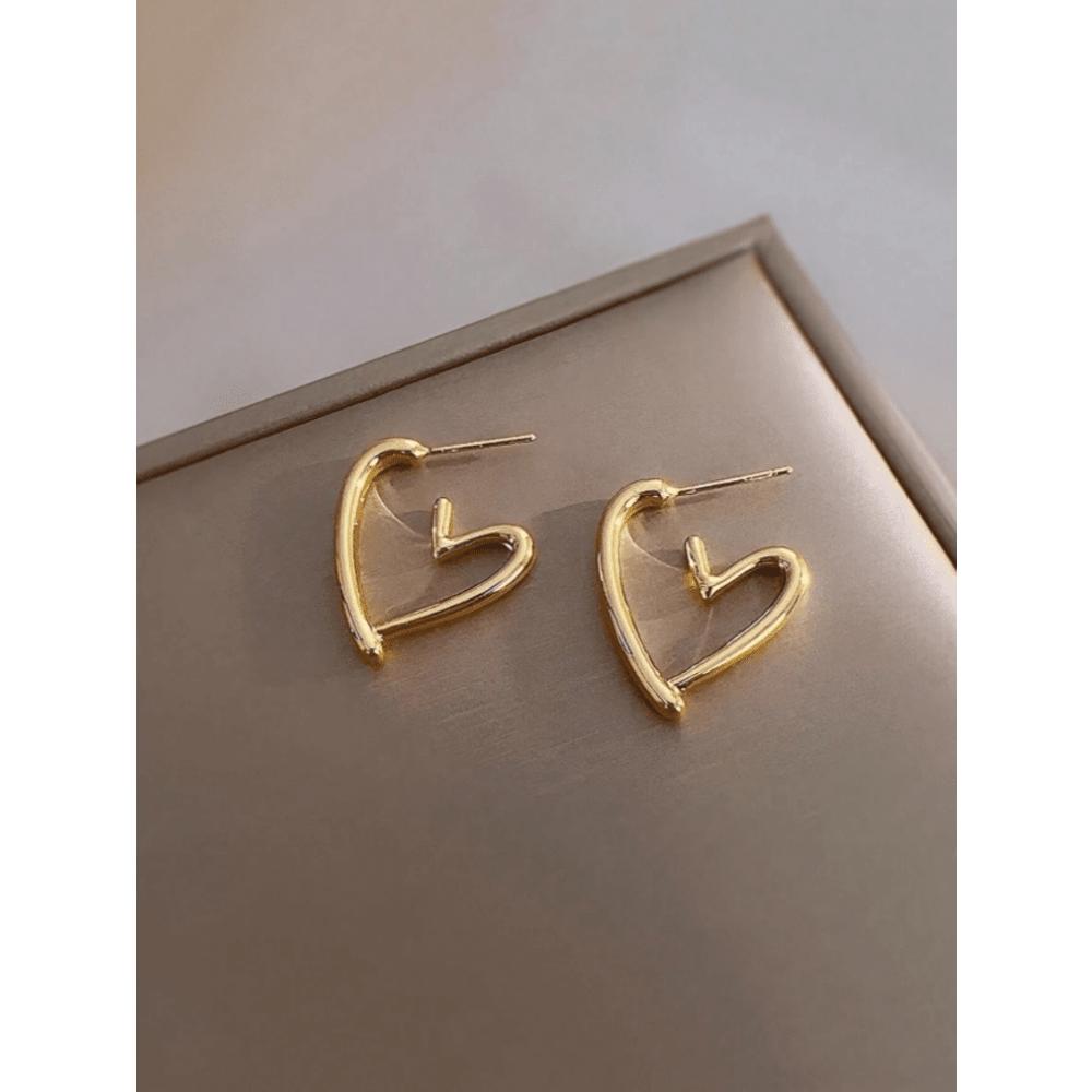 1pair Heart Shaped Hoop Earrings, Elegant Jewelry Gift For Valentine's Day, Daily Wear For Women Valentines,Mom,Mother,Mother's Day,Gift