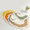 Wear Resistant Scalloped Linen Placemat Machine Washable Textured Dining Placemat  Dining Table