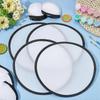 15Pcs White Foldable Flying Disc Fans, 9.8inch Sublimation Fans Nylon Black Edge Folding Fan Set with Bag for Wedding Party Favors Outdoor Activity