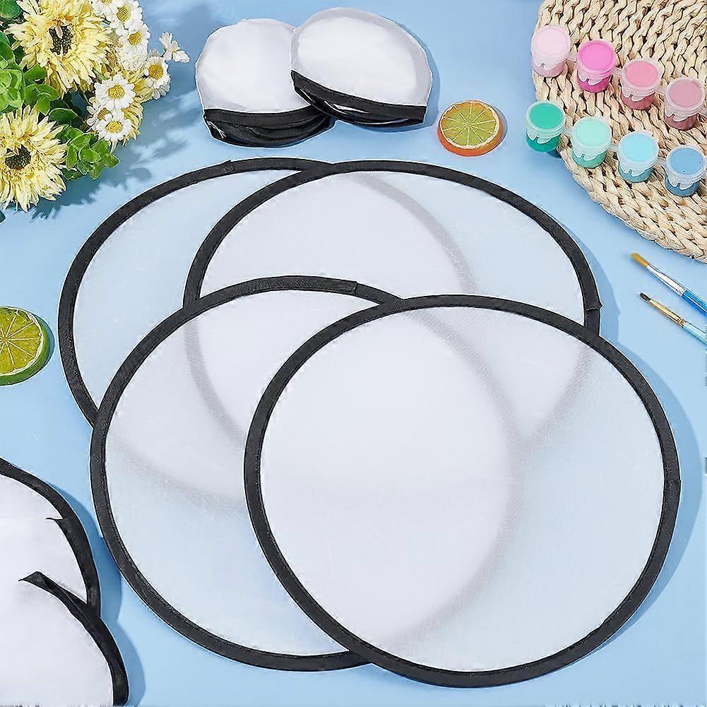 15Pcs White Foldable Flying Disc Fans, 9.8inch Sublimation Fans Nylon Black Edge Folding Fan Set with Bag for Wedding Party Favors Outdoor Activity