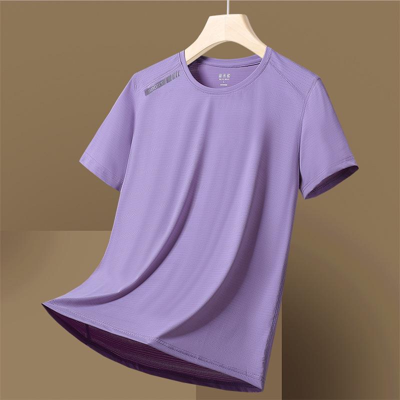 Unisex Summer Quick-Dry Ice Silk Sports T-Shirt - Breathable, Casual, Round Neck, Short Sleeve.