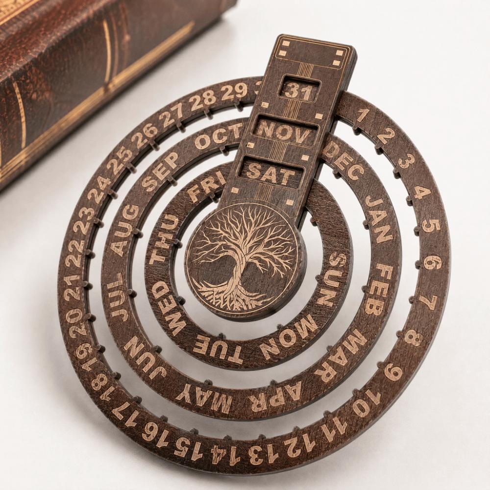 Circular Disc Rotating Calendar 12.01X10.83in Wall Hanging Calendar  Living Room Decor