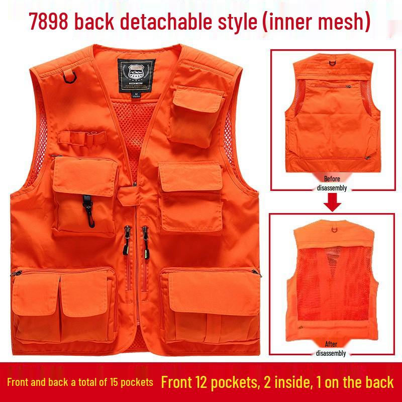 Men's Quick-Dry Mesh Multi-Pocket Plus Size Fishing Photography Vest