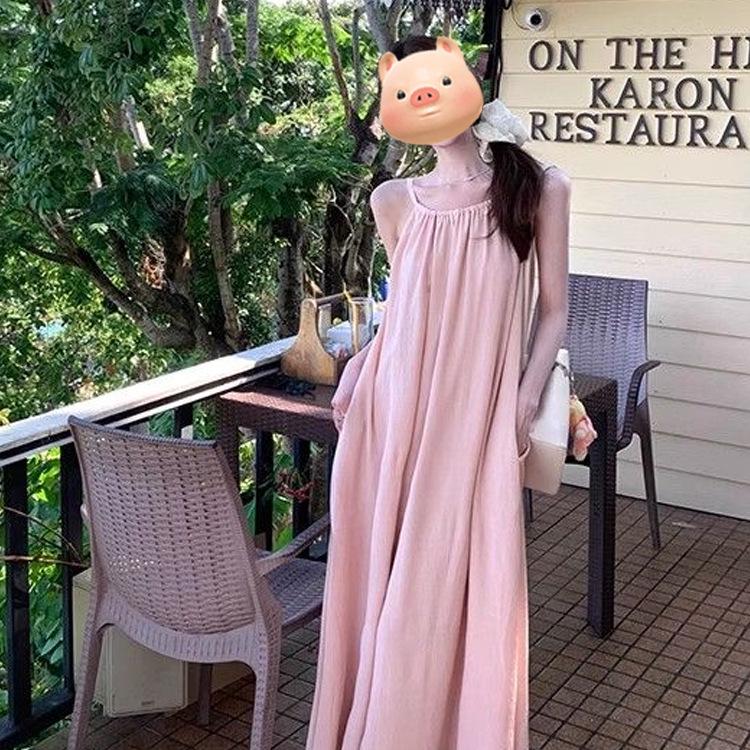 Women s Summer Resort Lace Pleated Maxi Dress S
